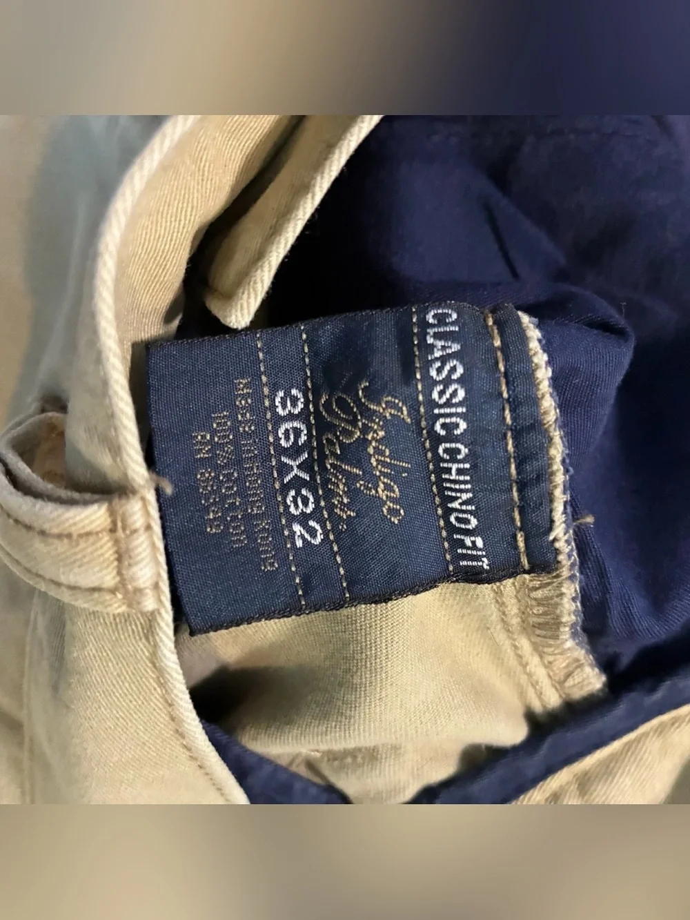 Indigo Palms Men's Pants Size 36x32 Tan Zip Fly Straight Leg Chino 100% Cotton